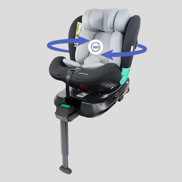 Silla coche infantil |Giro 360º|i-Size |Evolutiva |40-150cm|0-12 años|Reclinable |Ajustable |Gris Negro| Lionfix Pro|Mobiclinic