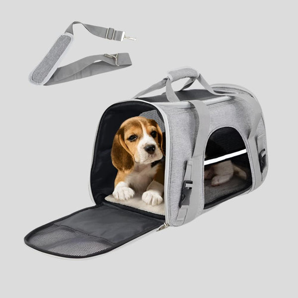 Bolsa de transporte para mascotas | Plegable | 48x25x30 cm | Ventilación | Banda para trolley | Doble asa | Bronco | Mobiclinic