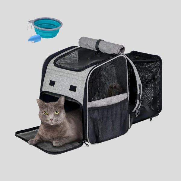 Bolsa de transporte para mascotas | Extensible | Plegable | 37x29x37.5 cm | Ventilación | Comedero + bolsas | Tula| Mobiclinic