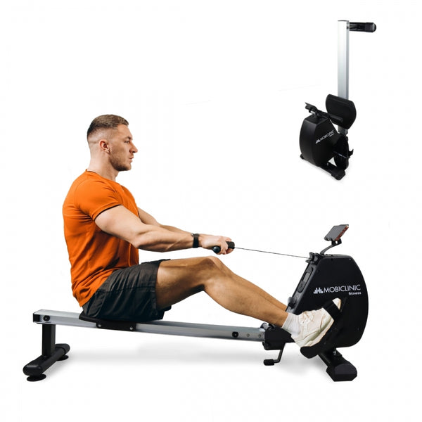 Máquina de remo | Plegable | Volante de inercia 6 kg | 8 niveles de resistencia | Máx. 120 kg | Negro | RowFit | Mobiclinic