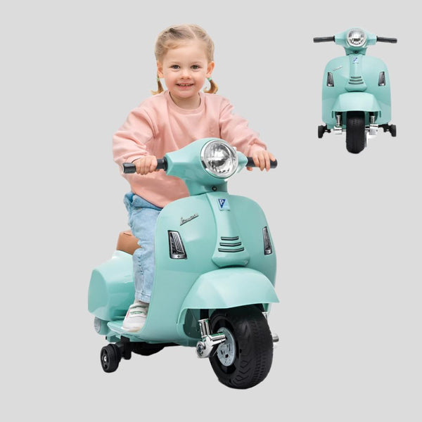 Moto eléctrica para niños | Vespa Piaggio | Antivuelco | Motor 30W | Velocidad 2.5 km/h | Efecto musical | Roma | Mobiclinic