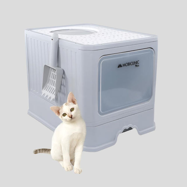 Arenero para gatos | Cerrado | Incluye pala | Gran capacidad | Bandeja extensible y extraíble | Estable | CatBox | Mobiclinic